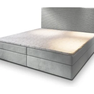 Boxspringbed GIARRO 160×200 cm Set met hoofdbord, bedbodem en matras, Lichtgrijs Boxspringbed GIARRO 160×200 cm Set met hoofdbord, bedbodem en matras, Lichtgrijs