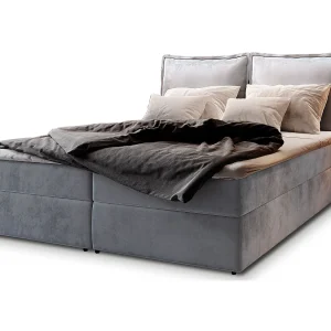 Boxspringbed LENTE 160×200 cm Set met hoofdbord, bedbodem en matras, Lichtgrijs Boxspringbed LENTE 160×200 cm Set met hoofdbord, bedbodem en matras, Lichtgrijs