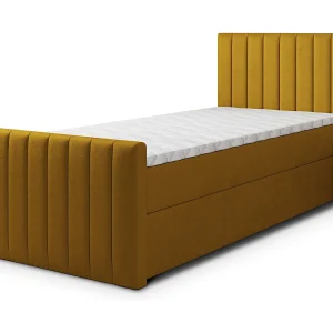 Boxspringbed ARION 90×200 cm Set met hoofdbord, bedbodem en matras, Geel