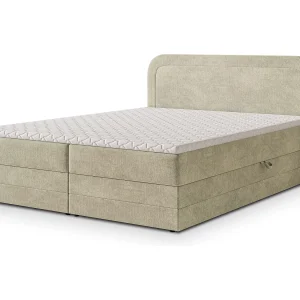 Boxspringbed ARMEL 140×200 cm Set met hoofdbord, bedbodem en matras, Crème