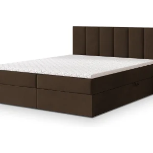 Boxspringbed MERIL 180×200 cm Set met hoofdbord, bedbodem en matras, Bruin