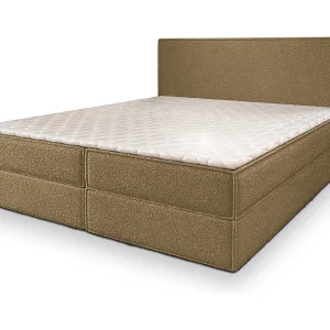 Boxspringbed PELLIO 180×200 cm Set met hoofdbord, bedbodem en matras, Mosterdkleur