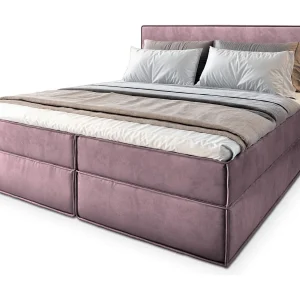 Boxspringbed PELLIO 180×200 cm Set met hoofdbord, bedbodem en matras, Paars