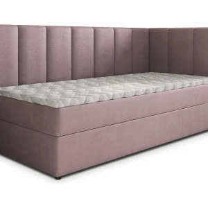 Boxspringbed BEVE 80×200 cm Set met hoofdbord, bedbodem en matras, Poederroze