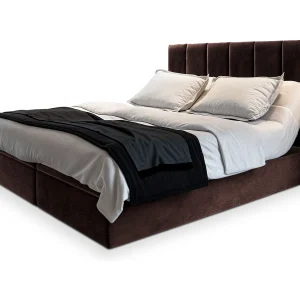 Boxspringbed BARINO 160×200 cm Set met hoofdbord, bedbodem en matras, Bruin