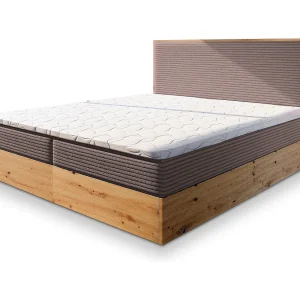 Boxspringbed VERDON 140×200 cm Set met hoofdbord, bedbodem en matras, Poederroze