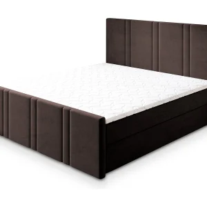 Boxspringbed COMOZA 180×200 cm Set met hoofdbord, bedbodem en matras, Bruin
