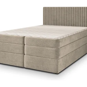 Boxspringbed FELBIO 140×200 cm Set met hoofdbord, bedbodem en matras, Beige