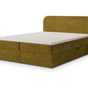 Boxspringbed ARMEL 140×200 cm Set met hoofdbord, bedbodem en matras, Geel