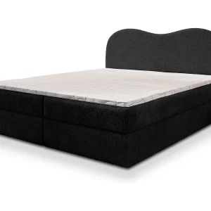 Boxspringbed FLUVIA 140×200 cm Set met hoofdbord, bedbodem en matras, Zwart