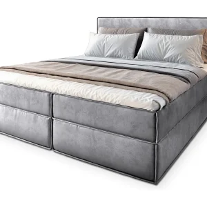 Boxspringbed PELLIO 180×200 cm Set met hoofdbord, bedbodem en matras, Lichtgrijs Boxspringbed PELLIO 180×200 cm Set met hoofdbord, bedbodem en matras, Lichtgrijs