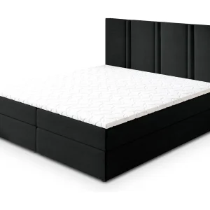 Boxspringbed LARIO 140×200 cm Set met hoofdbord, bedbodem en matras, Zwart