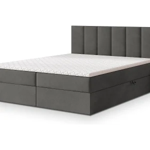 Boxspringbed MERIL 180×200 cm Set met hoofdbord, bedbodem en matras, Grijs