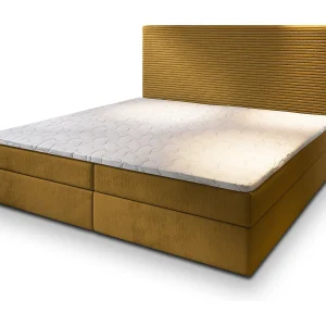 Boxspringbed GIARRO 140×200 cm Set met hoofdbord, bedbodem en matras, Geel Boxspringbed GIARRO 140×200 cm Set met hoofdbord, bedbodem en matras, Geel