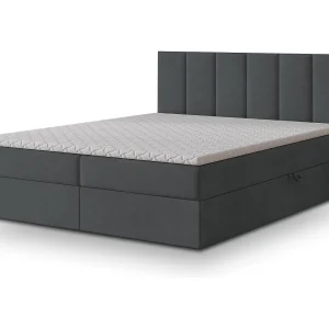 Boxspringbed MERIL 140×200 cm Set met hoofdbord, bedbodem en matras, Antracietgrijs