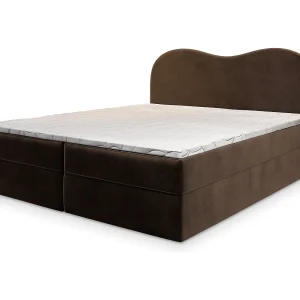 Boxspringbed FLUVIA 160×200 cm Set met hoofdbord, bedbodem en matras, Bruin