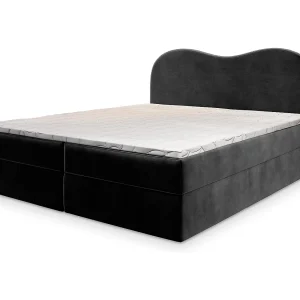 Boxspringbed FLUVIA 140×200 cm Set met hoofdbord, bedbodem en matras, Zwart