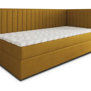 Boxspringbed ARIS 80×200 cm Set met hoofdbord, bedbodem en matras, Geel Boxspringbed ARIS 80×200 cm Set met hoofdbord, bedbodem en matras, Geel