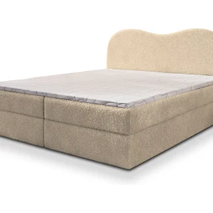Boxspringbed FLUVIA 160×200 cm Set met hoofdbord, bedbodem en matras, Crème