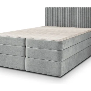 Boxspringbed FELBIO 160×200 cm Set met hoofdbord, bedbodem en matras, Lichtgrijs