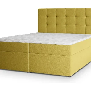 Boxspringbed PALMA 180×200 cm Set met hoofdbord, bedbodem en matras, Geel