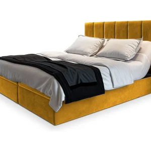 Boxspringbed BARINO 140×200 cm Set met hoofdbord, bedbodem en matras, Geel