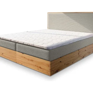 Boxspringbed VERDON 140×200 cm Set met hoofdbord, bedbodem en matras, Beige