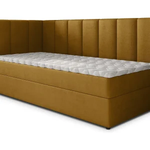 Boxspringbed BEVE 100×200 cm Set met hoofdbord, bedbodem en matras, Geel Boxspringbed BEVE 100×200 cm Set met hoofdbord, bedbodem en matras, Geel