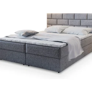 Boxspringbed KERLO 180×200 cm Set met hoofdbord, bedbodem en matras, Lichtgrijs