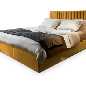 Boxspringbed MURLO 160×200 cm Set met hoofdbord, bedbodem en matras, Geel