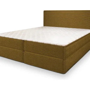 Boxspringbed PELLIO 180×200 cm Set met hoofdbord, bedbodem en matras, Geel Boxspringbed PELLIO 180×200 cm Set met hoofdbord, bedbodem en matras, Geel