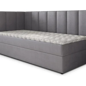 Boxspringbed BEVE 100×200 cm Set met hoofdbord, bedbodem en matras, Grijs Boxspringbed BEVE 100×200 cm Set met hoofdbord, bedbodem en matras, Grijs