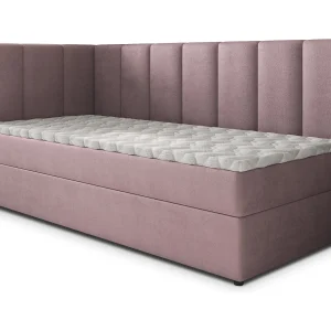 Boxspringbed BEVE 80×200 cm Set met hoofdbord, bedbodem en matras, Poederroze