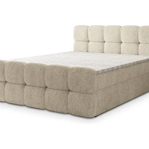 Boxspringbed BRUME 160×200 cm Set met hoofdbord, bedbodem en matras, Crème