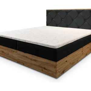 Boxspringbed FOSCO 140×200 cm Set met hoofdbord, bedbodem en matras, Zwart