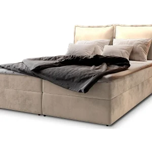 Boxspringbed LENTE 180×200 cm Set met hoofdbord, bedbodem en matras, Crème
