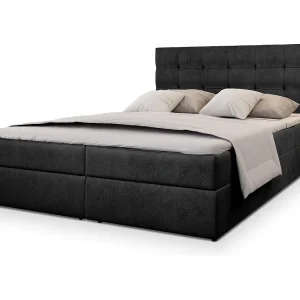 Boxspringbed GLOS 140×200 cm Set met hoofdbord, bedbodem en matras, Zwart Boxspringbed GLOS 140×200 cm Set met hoofdbord, bedbodem en matras, Zwart