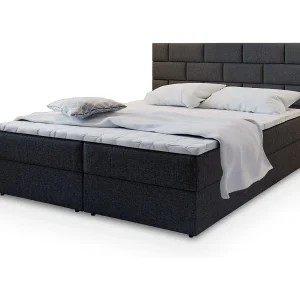 Boxspringbed KERLO 160×200 cm Set met hoofdbord, bedbodem en matras, Zwart