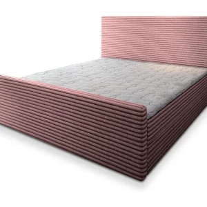 Boxspringbed BRENTO 140×200 cm Set met hoofdbord, bedbodem en matras, Poederroze