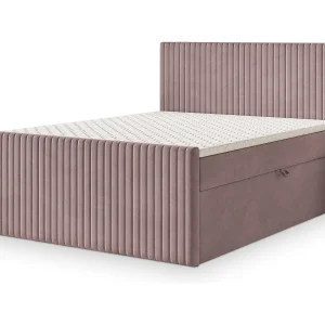 Boxspringbed TERVAN 140×200 cm Set met hoofdbord, bedbodem en matras, Poederroze