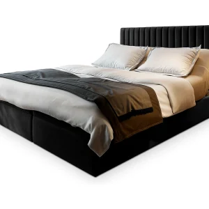 Boxspringbed MURLO 140×200 cm Set met hoofdbord, bedbodem en matras, Zwart
