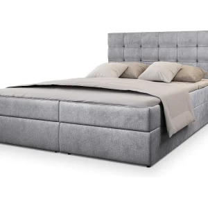 Boxspringbed GLOS 160×200 cm Set met hoofdbord, bedbodem en matras, Lichtgrijs Boxspringbed GLOS 160×200 cm Set met hoofdbord, bedbodem en matras, Lichtgrijs