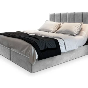 Boxspringbed BARINO 160×200 cm Set met hoofdbord, bedbodem en matras, Lichtgrijs