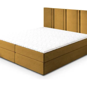 Boxspringbed LARIO 180×200 cm Set met hoofdbord, bedbodem en matras, Geel