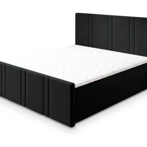 Boxspringbed COMOZA 160×200 cm Set met hoofdbord, bedbodem en matras, Zwart