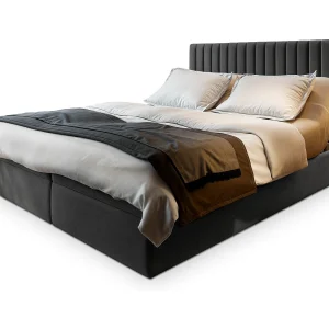Boxspringbed MURLO 140×200 cm Set met hoofdbord, bedbodem en matras, Grijs