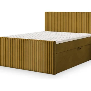 Boxspringbed TERVAN 180×200 cm Set met hoofdbord, bedbodem en matras, Geel