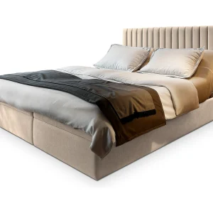 Boxspringbed MURLO 180×200 cm Set met hoofdbord, bedbodem en matras, Beige