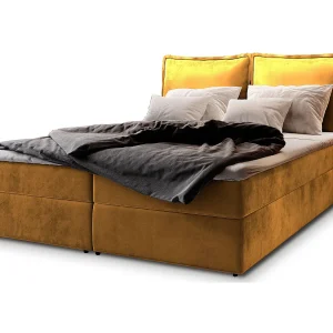 Boxspringbed LENTE 180×200 cm Set met hoofdbord, bedbodem en matras, Geel