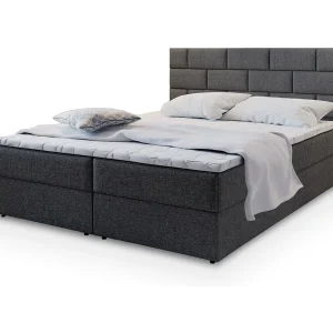 Boxspringbed KERLO 140×200 cm Set met hoofdbord, bedbodem en matras, Grijs Boxspringbed KERLO 140×200 cm Set met hoofdbord, bedbodem en matras, Grijs